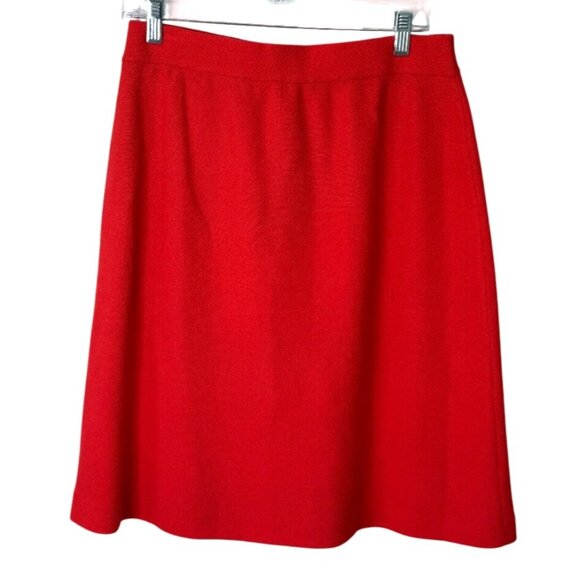 St. John Knit Skirt Red A-Line Pull-On Made in USA Womens Size 14 - Picture 2 of 6